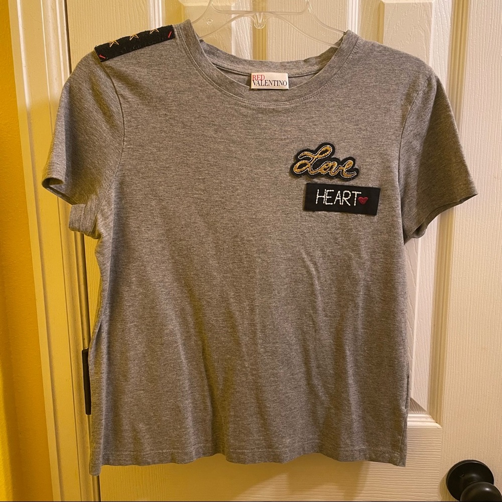 Gray Red Valentino Shirt With Detailing